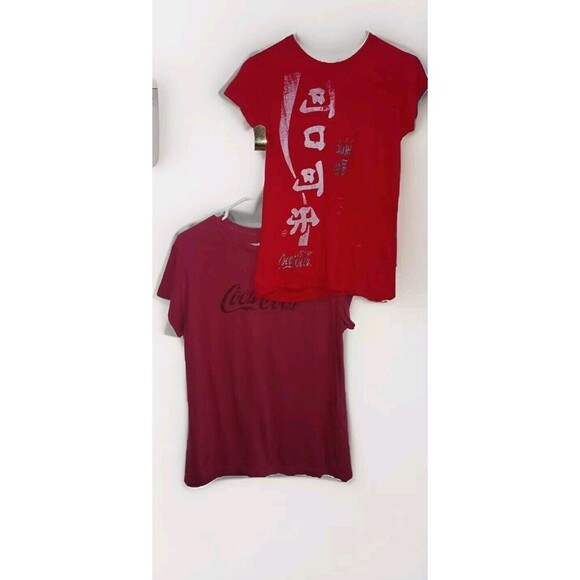 Coca Cola Red T-Shirts In A Lot Of 2. Size XL & Size Small. Vintage. Womens - Picture 1 of 8